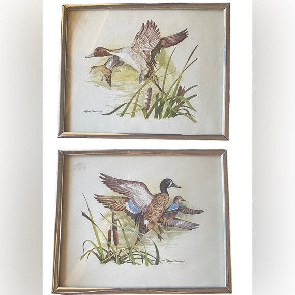 Vintage LELAND BREWSAUGH SIGNED PRINT FRAMED birds pair - Picture 1 of 4